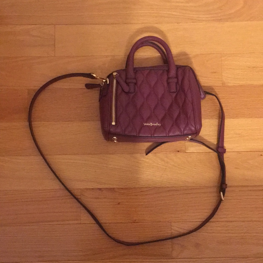 Vera Bradley Quilted Mini Satchel in Plum Purple with Gold Hardware